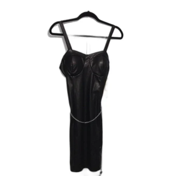 lulus black bridesmaid dresses Storia Monochromatic Faux Leather Mini Dress – Girl Intuitive main image 1